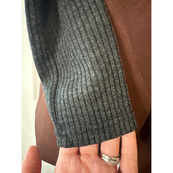 WeWoreWhat NWT Rib Sleeve Brown & Black Belted Blazer Size Small - Picture 7 of 12